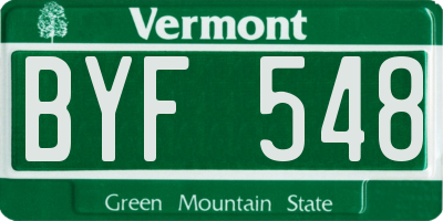 VT license plate BYF548