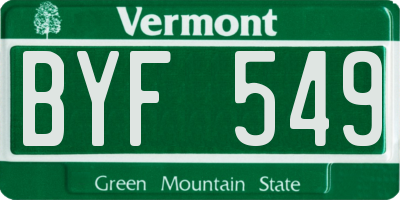 VT license plate BYF549