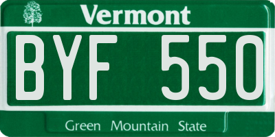 VT license plate BYF550