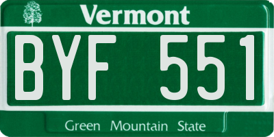 VT license plate BYF551