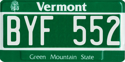 VT license plate BYF552
