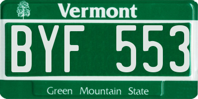 VT license plate BYF553