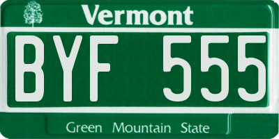 VT license plate BYF555