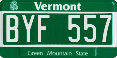VT license plate BYF557