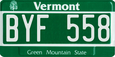 VT license plate BYF558