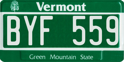 VT license plate BYF559