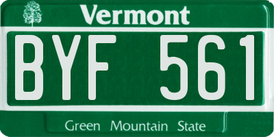 VT license plate BYF561