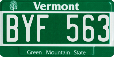 VT license plate BYF563