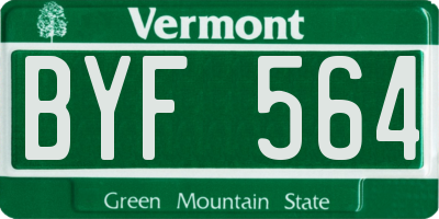 VT license plate BYF564