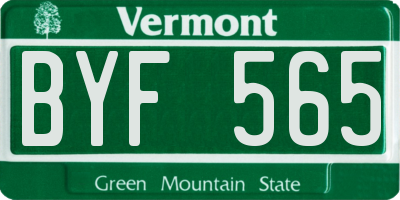 VT license plate BYF565