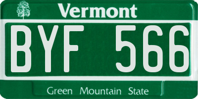 VT license plate BYF566