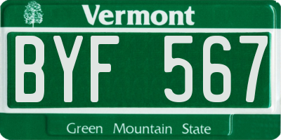 VT license plate BYF567