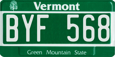 VT license plate BYF568