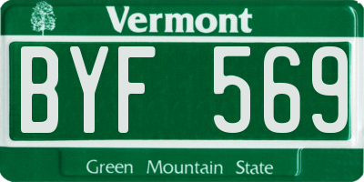 VT license plate BYF569