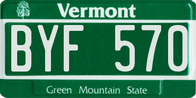 VT license plate BYF570
