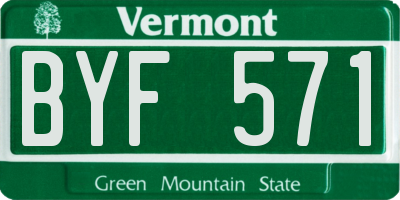 VT license plate BYF571