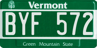 VT license plate BYF572