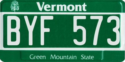 VT license plate BYF573