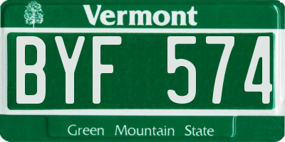 VT license plate BYF574
