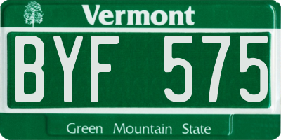 VT license plate BYF575