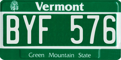 VT license plate BYF576