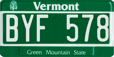 VT license plate BYF578