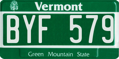 VT license plate BYF579