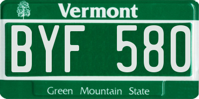 VT license plate BYF580