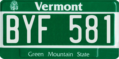 VT license plate BYF581