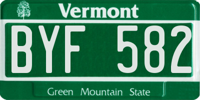 VT license plate BYF582