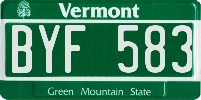 VT license plate BYF583