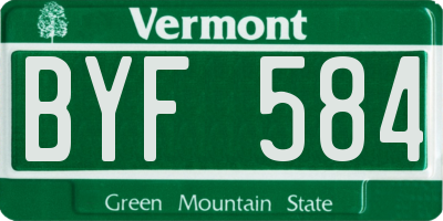VT license plate BYF584