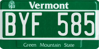 VT license plate BYF585