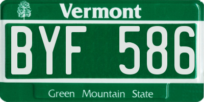VT license plate BYF586