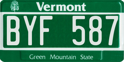VT license plate BYF587
