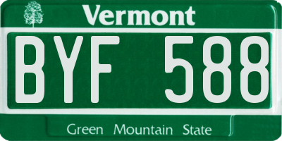 VT license plate BYF588
