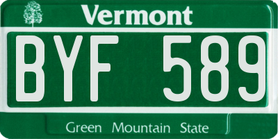 VT license plate BYF589