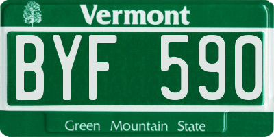VT license plate BYF590