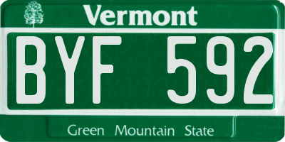 VT license plate BYF592
