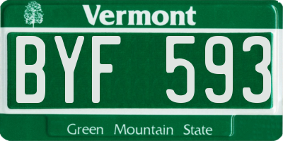 VT license plate BYF593