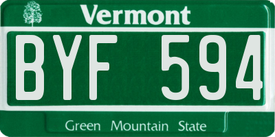 VT license plate BYF594