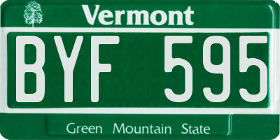 VT license plate BYF595