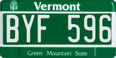 VT license plate BYF596