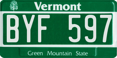 VT license plate BYF597
