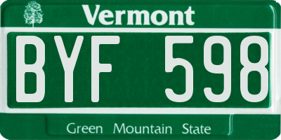 VT license plate BYF598