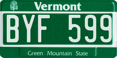 VT license plate BYF599