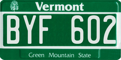 VT license plate BYF602