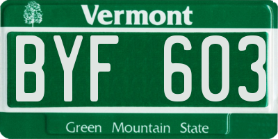 VT license plate BYF603