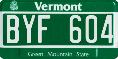 VT license plate BYF604