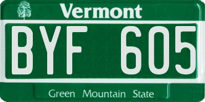 VT license plate BYF605